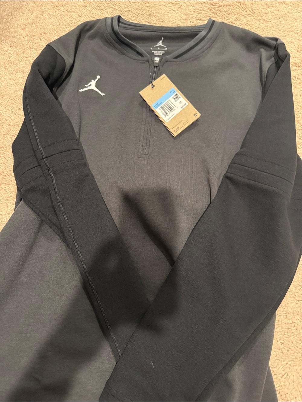 Jordan Men’s Black and Gray Half-Zip Pullover Sweater
